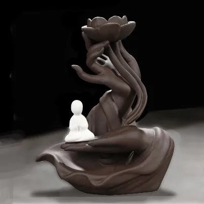 Newest Celadon Backflow Incense Fountain Antique Lotus Incense Burner for Incense Sticks Holder Gothic Decor Zen Bergamot Stove seal
