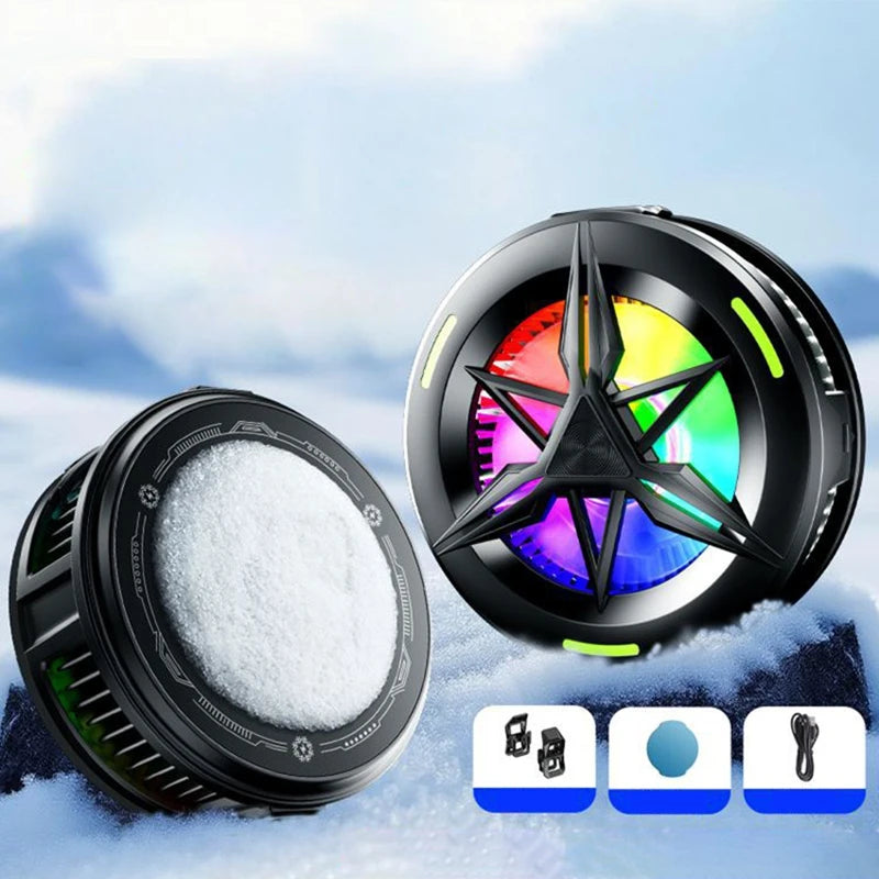 Phone Cooler for Gaming Magnetic Semiconductor Cooling Fan Back-Clip RGB Lights Fast Phone Cooling Fan for IOS Android Phone