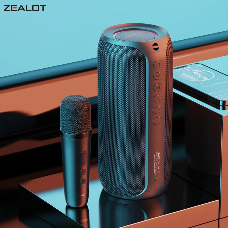 ZEALOT-S69M Karaoke Machine Portable Bluetooth 5.3 Speaker System with 1 or 2 Wireless Microphones Home Family Singing Gifts