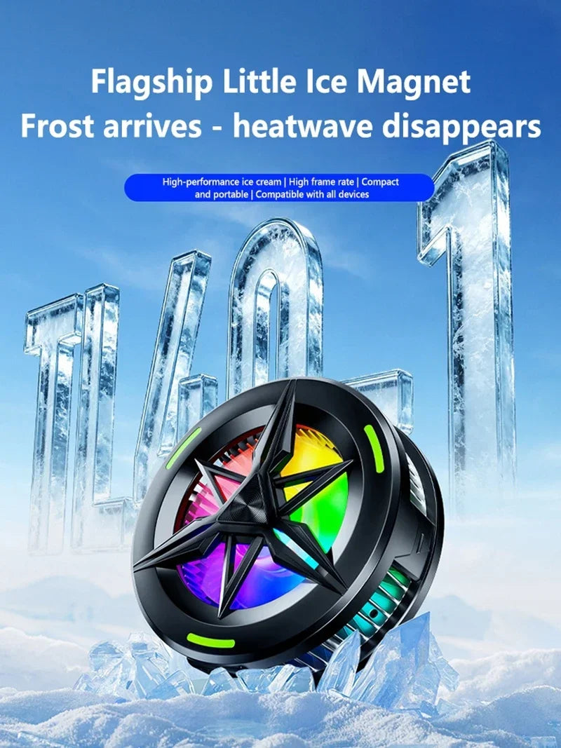 Phone Cooler for Gaming Magnetic Semiconductor Cooling Fan Back-Clip RGB Lights Fast Phone Cooling Fan for IOS Android Phone